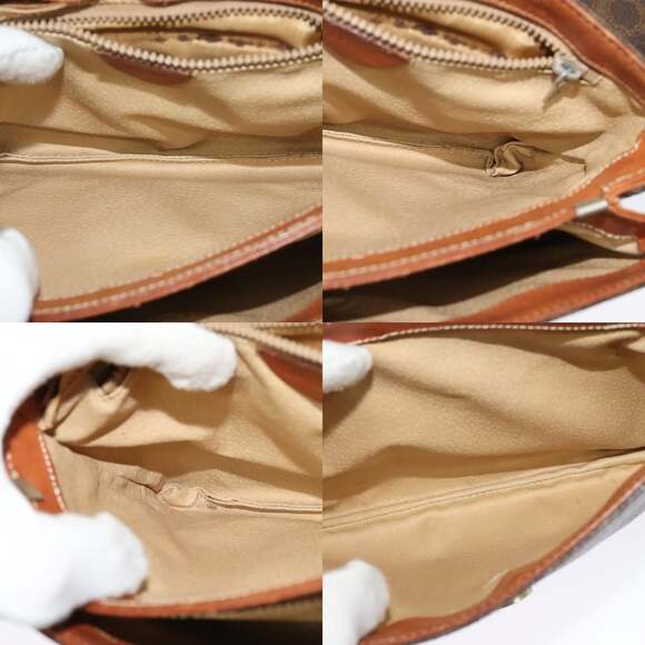 CELINE Macadam Canvas Shoulder Bag Pvc Leather Brown Gold - Picture 12 of 13